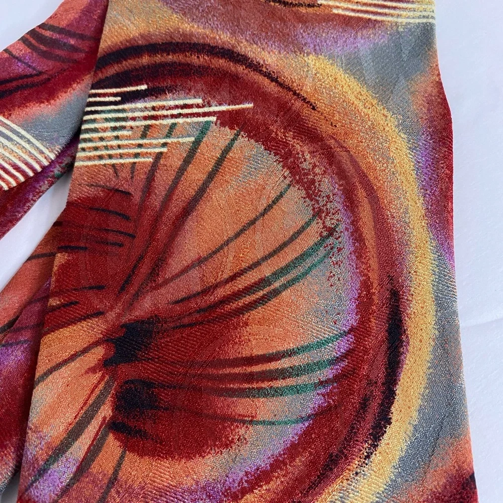 Talbots Bold & Bright Studio Wide Vibrant Abstract Fun Colorful Silk Han…